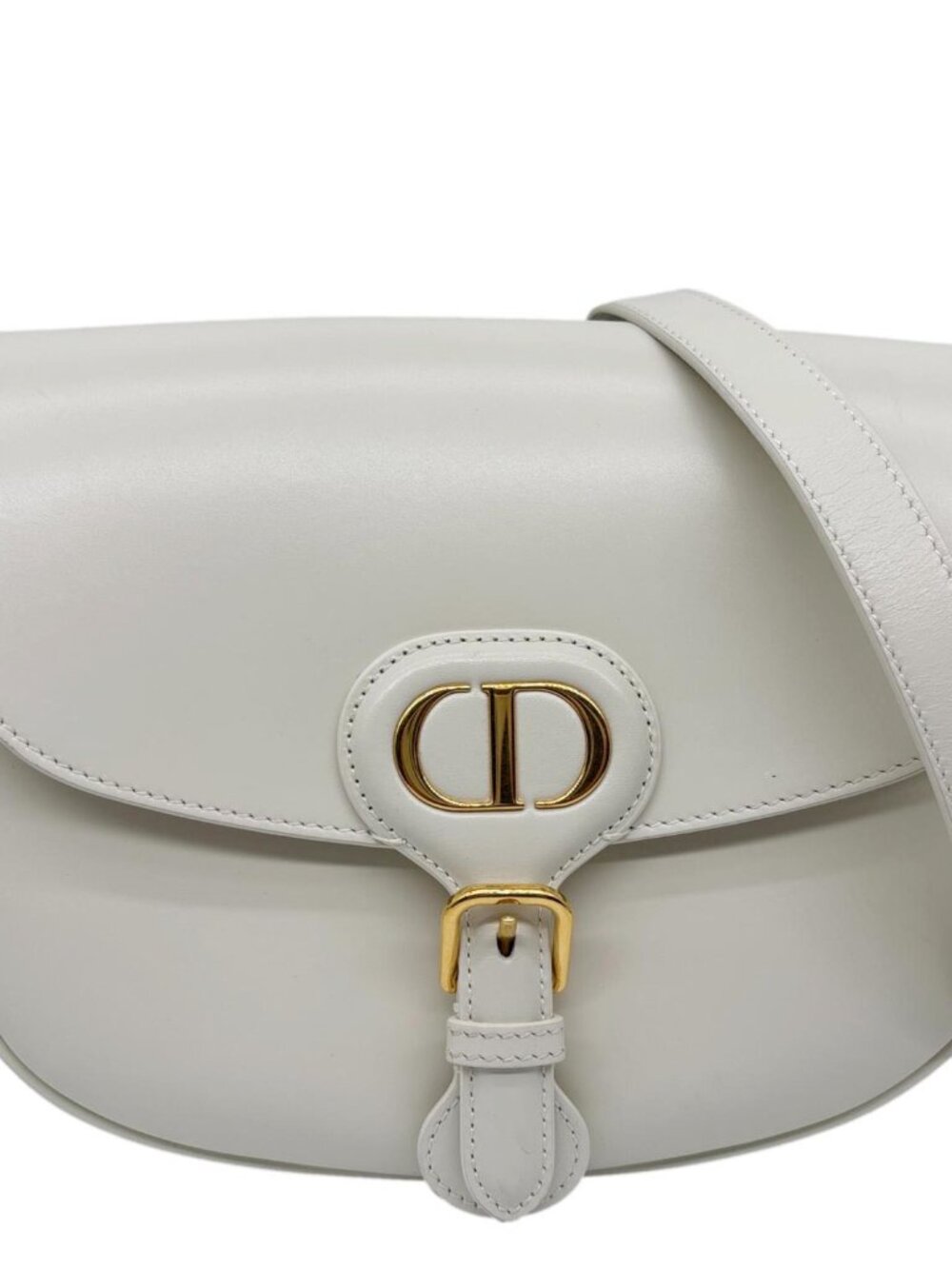 Christian Dior Bobby Medium Calfskin Leather Shoulder Bag Off White